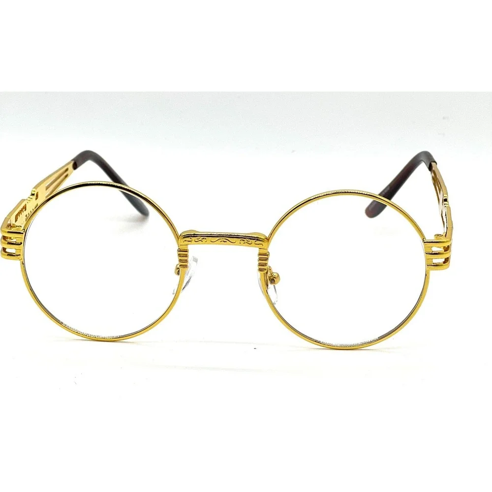 Gold‎ Round Clear Glasses Steampunk Hip Hop Sunglasses Men's Fashion Eyewear New
